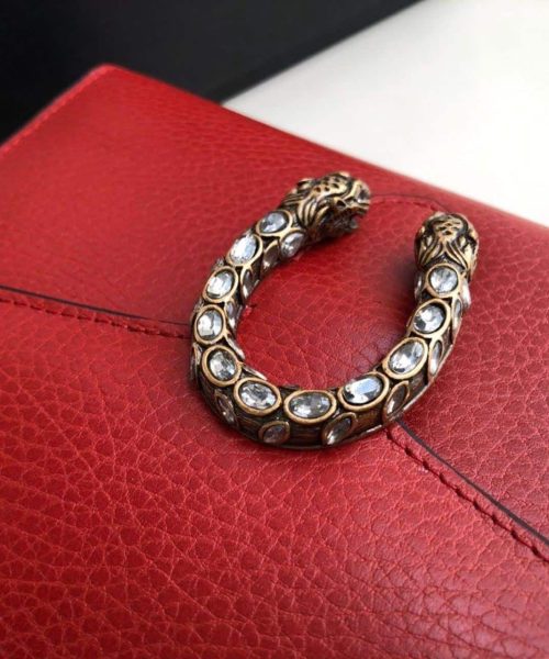 1:1 Replica Gucci Dionysus Mini Chain Bag Hibiscus Red Metal-Free Tanned For Women 8in/20cm GG 401231 CAOGX 8990