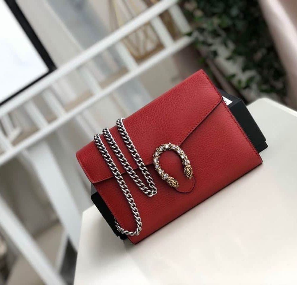 1:1 Replica Gucci Dionysus Mini Chain Bag Hibiscus Red Metal-Free Tanned For Women 8in/20cm GG 401231 CAOGX 8990