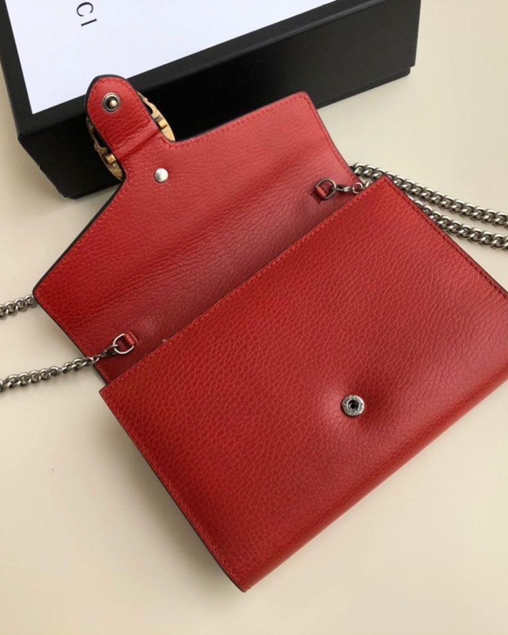 1:1 Replica Gucci Dionysus Mini Chain Bag Hibiscus Red Metal-Free Tanned For Women 8in/20cm GG 401231 CAOGX 8990