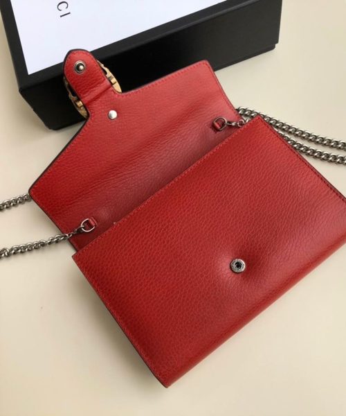 1:1 Replica Gucci Dionysus Mini Chain Bag Hibiscus Red Metal-Free Tanned For Women 8in/20cm GG 401231 CAOGX 8990