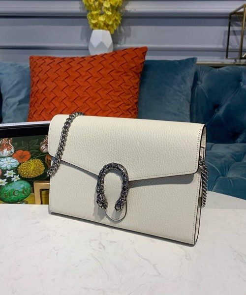 1:1 Replica Gucci Dionysus Mini Chain Bag White Metal-Free Tanned For Women 8in/20cm GG 401231 CAOGM 9174