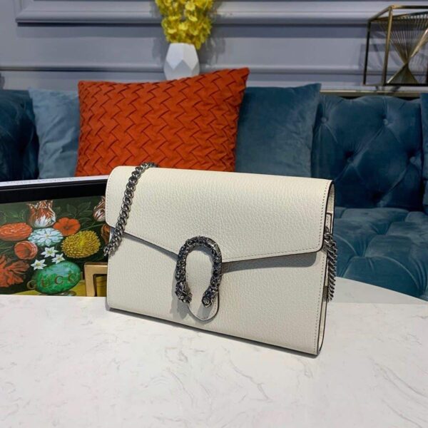 1:1 Replica Gucci Dionysus Mini Chain Bag White Metal-Free Tanned For Women 8in/20cm GG 401231 CAOGM 9174