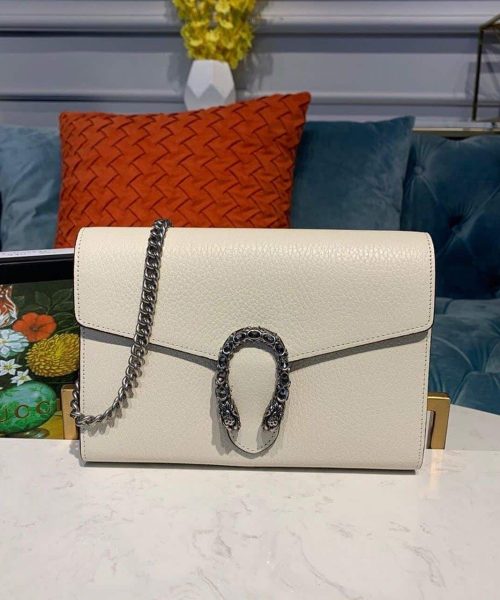 1:1 Replica Gucci Dionysus Mini Chain Bag White Metal-Free Tanned For Women 8in/20cm GG 401231 CAOGM 9174
