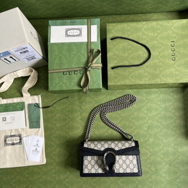 1:1 Replica Gucci Dionysus Small GG Shoulder Bag Beige And Blue GG Supreme Canvas For Women 10in/25cm 499623 K9GSN 4075