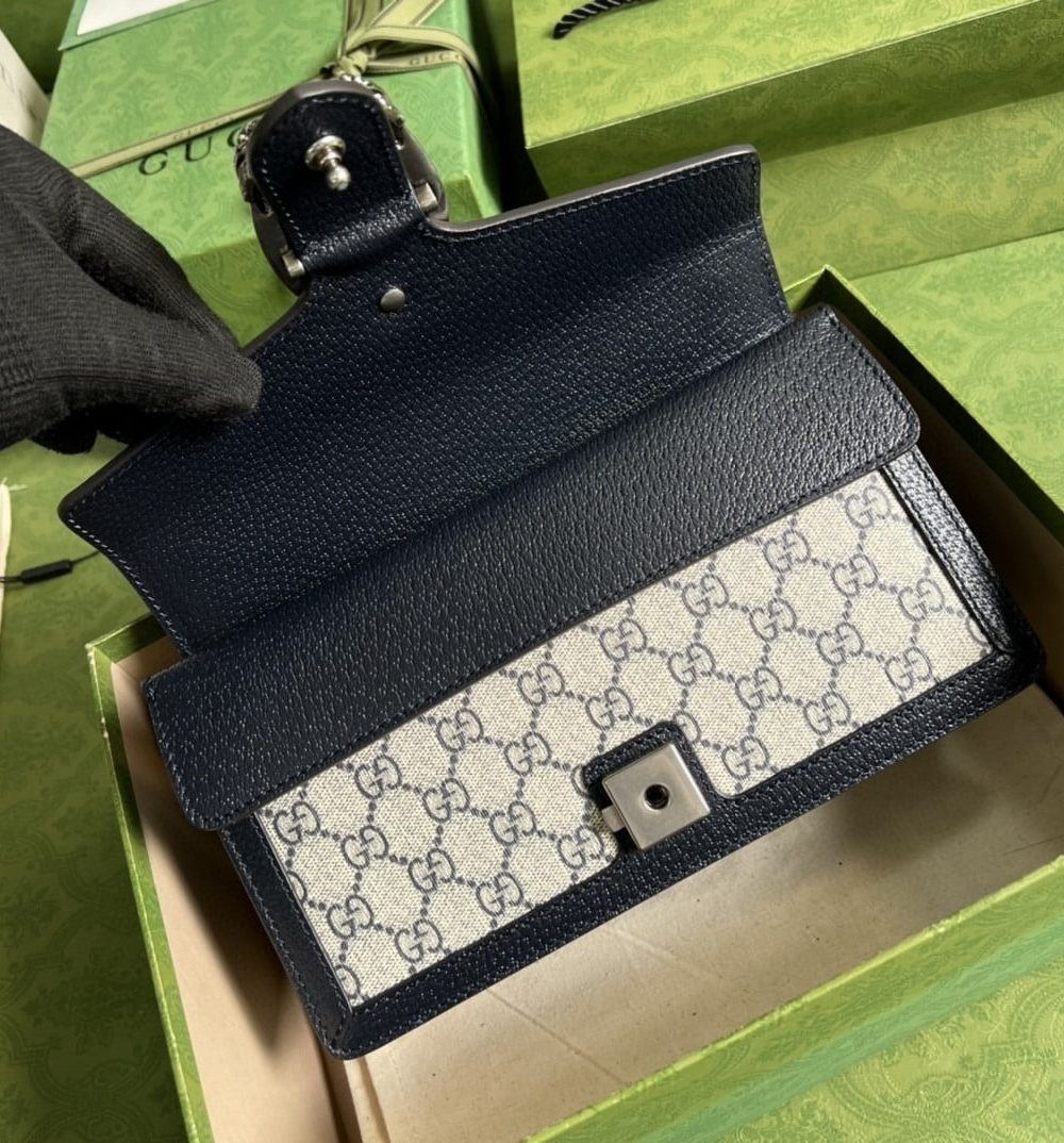 1:1 Replica Gucci Dionysus Small GG Shoulder Bag Beige And Blue GG Supreme Canvas For Women 10in/25cm 499623 K9GSN 4075