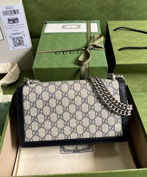 1:1 Replica Gucci Dionysus Small GG Shoulder Bag Beige And Blue GG Supreme Canvas For Women 10in/25cm 499623 K9GSN 4075