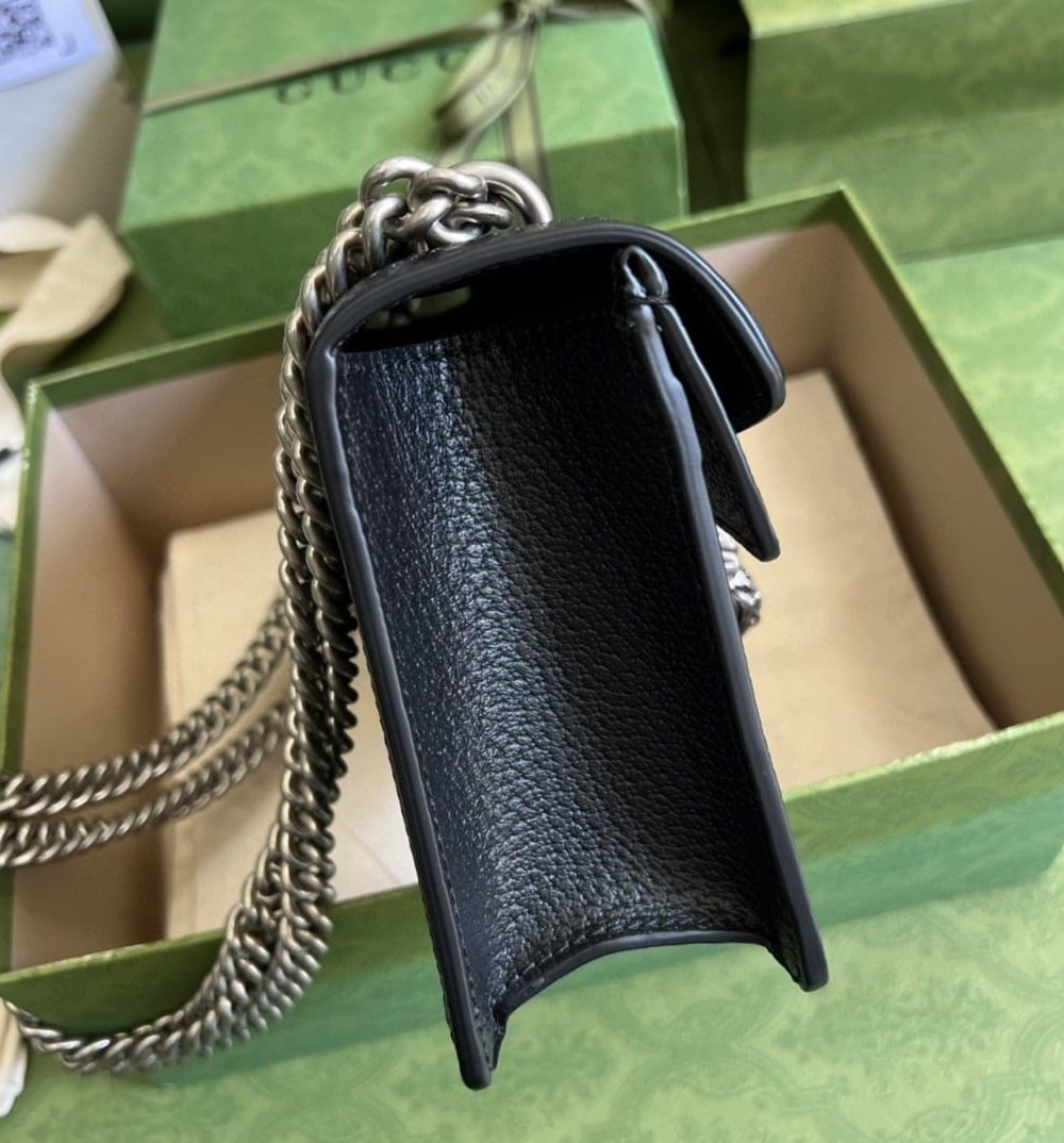 1:1 Replica Gucci Dionysus Small GG Shoulder Bag Black And Ivory GG Denim Jacquard For Women 10in/25cm 499623 UN3BN 1274