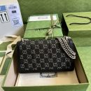 1:1 Replica Gucci Dionysus Small GG Shoulder Bag Black And Ivory GG Denim Jacquard For Women 10in/25cm 499623 UN3BN 1274