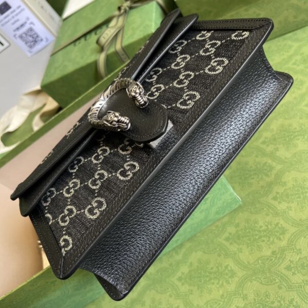 1:1 Replica Gucci Dionysus Small GG Shoulder Bag Black And Ivory GG Denim Jacquard For Women 10in/25cm 499623 UN3BN 1274