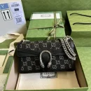 1:1 Replica Gucci Dionysus Small GG Shoulder Bag Black And Ivory GG Denim Jacquard For Women 10in/25cm 499623 UN3BN 1274