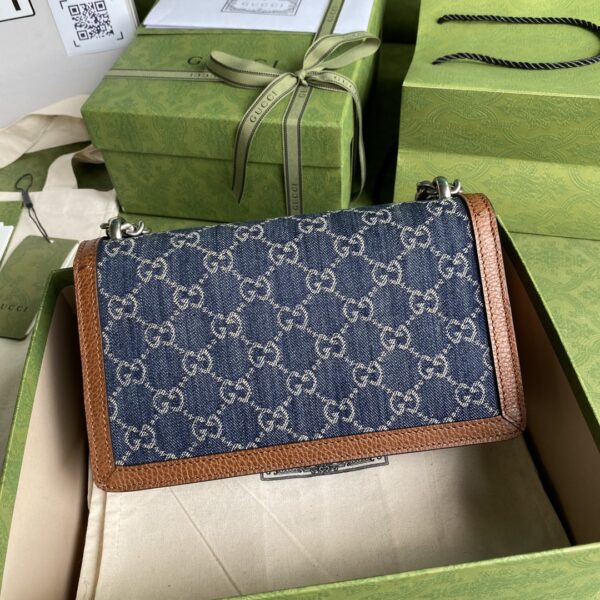 1:1 Replica Gucci Dionysus Small Shoulder Bag Dark Blue And Ivory Eco Washed Organic GG Jacquard Deni For Women 11in/28cm 400249 2KQFN 4483