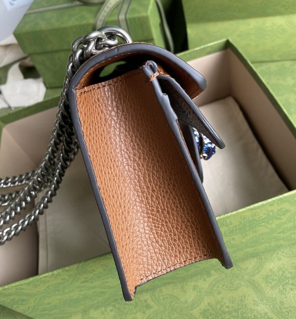 1:1 Replica Gucci Dionysus Small Shoulder Bag Dark Blue And Ivory Eco Washed Organic GG Jacquard Deni For Women 11in/28cm 400249 2KQFN 4483