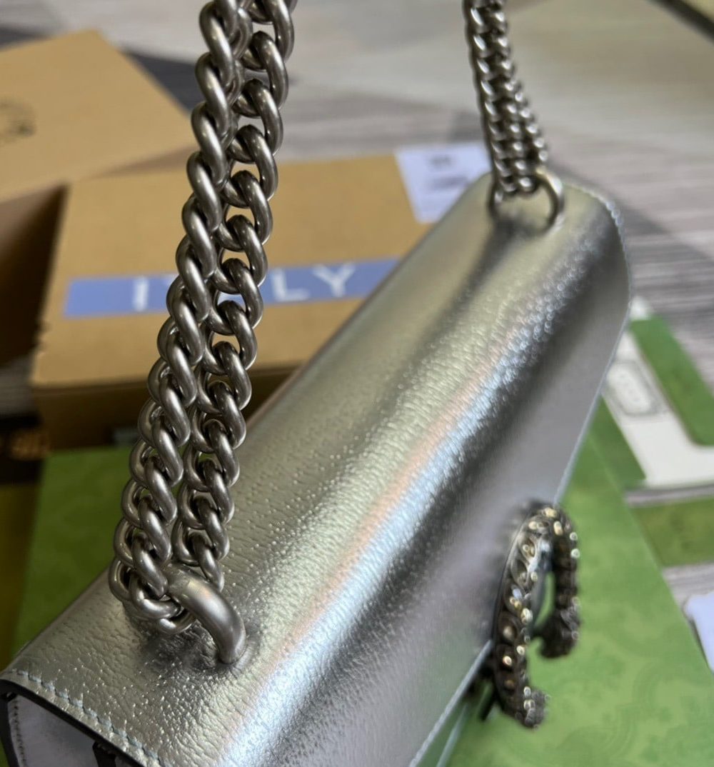 1:1 Replica Gucci Dionysus Small Shoulder Bag Silver For Women, Women's Bags 10in/26cm GG 499623 1TRBN 8173