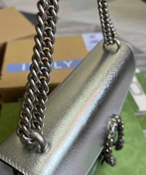 1:1 Replica Gucci Dionysus Small Shoulder Bag Silver For Women, Women's Bags 10in/26cm GG 499623 1TRBN 8173