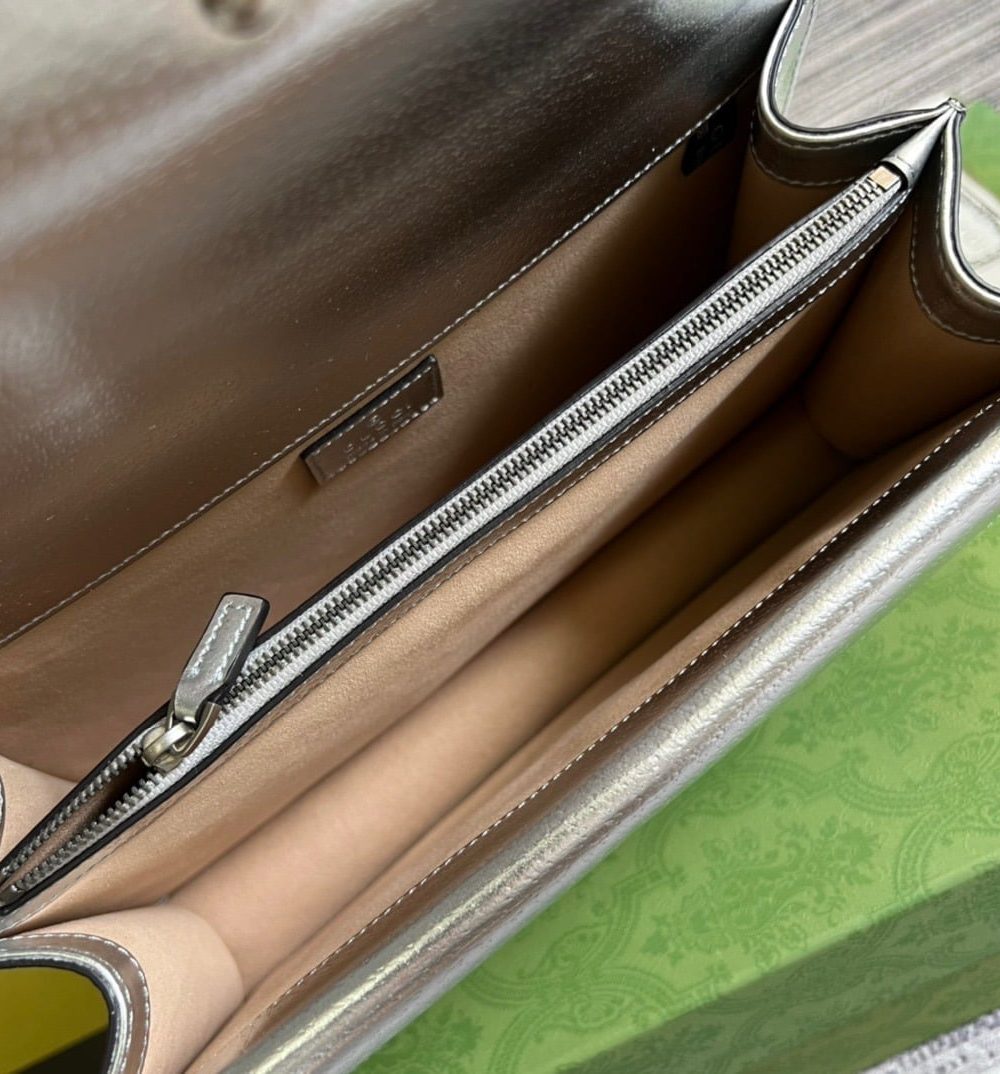 1:1 Replica Gucci Dionysus Small Shoulder Bag Silver For Women, Women's Bags 10in/26cm GG 499623 1TRBN 8173