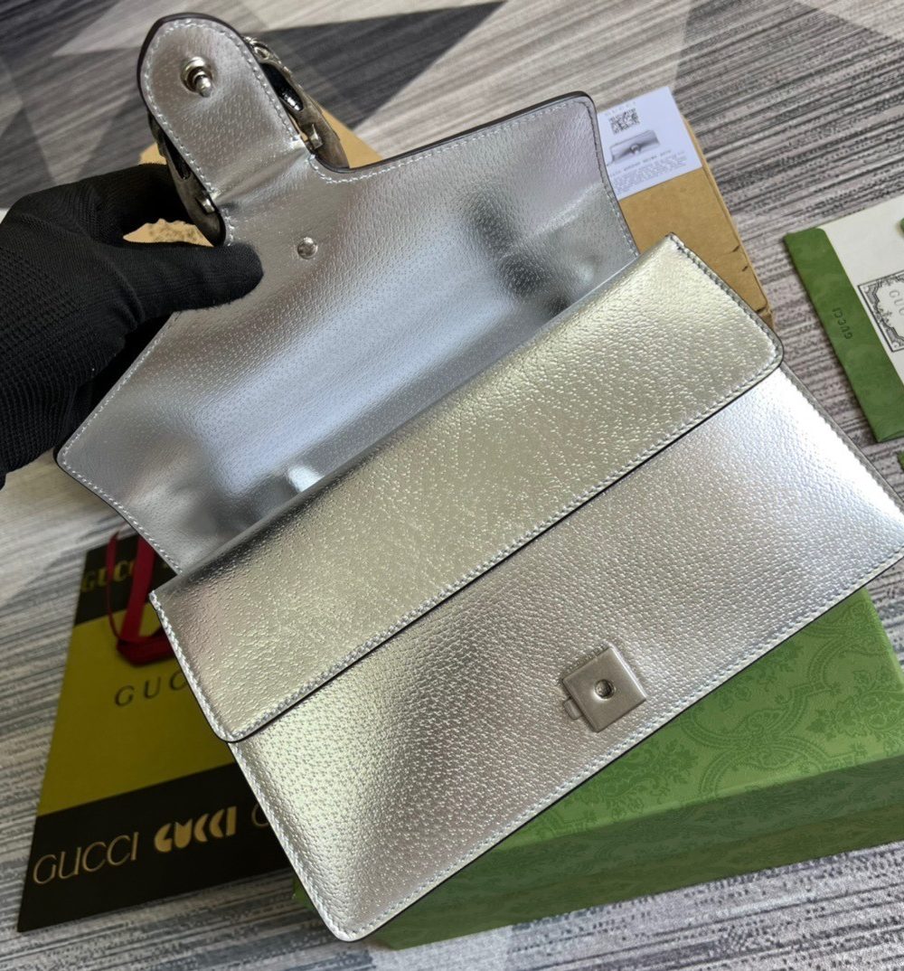 1:1 Replica Gucci Dionysus Small Shoulder Bag Silver For Women, Women's Bags 10in/26cm GG 499623 1TRBN 8173