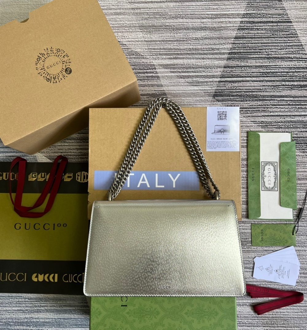 1:1 Replica Gucci Dionysus Small Shoulder Bag Silver For Women, Women's Bags 10in/26cm GG 499623 1TRBN 8173