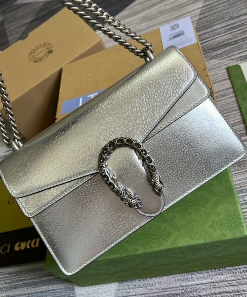 1:1 Replica Gucci Dionysus Small Shoulder Bag Silver For Women, Women's Bags 10in/26cm GG 499623 1TRBN 8173