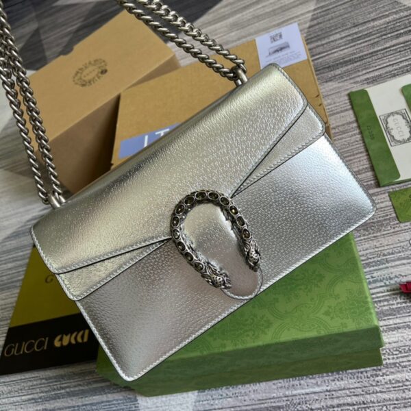 1:1 Replica Gucci Dionysus Small Shoulder Bag Silver For Women, Women's Bags 10in/26cm GG 499623 1TRBN 8173