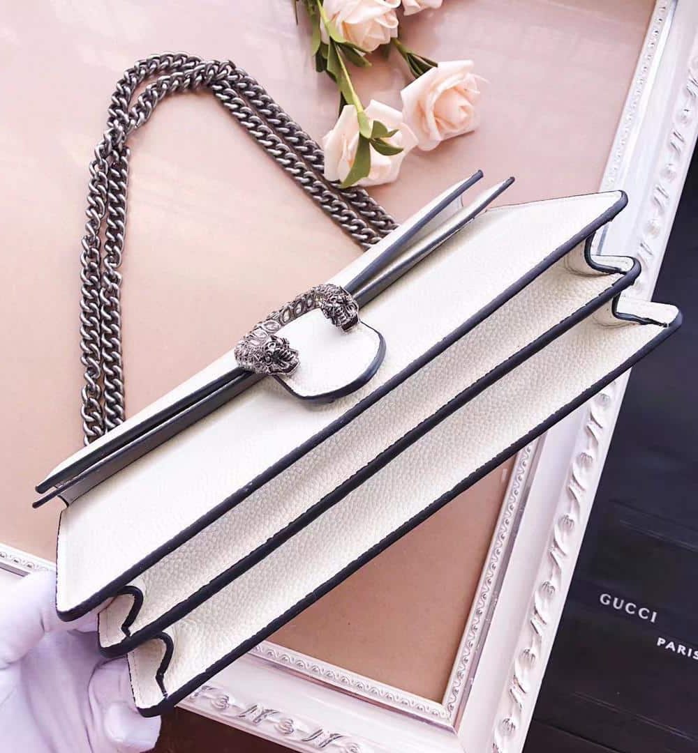1:1 Replica Gucci Dionysus Small Shoulder Bag White For Women 11in/28cm GG 400249 0K7JN 9680