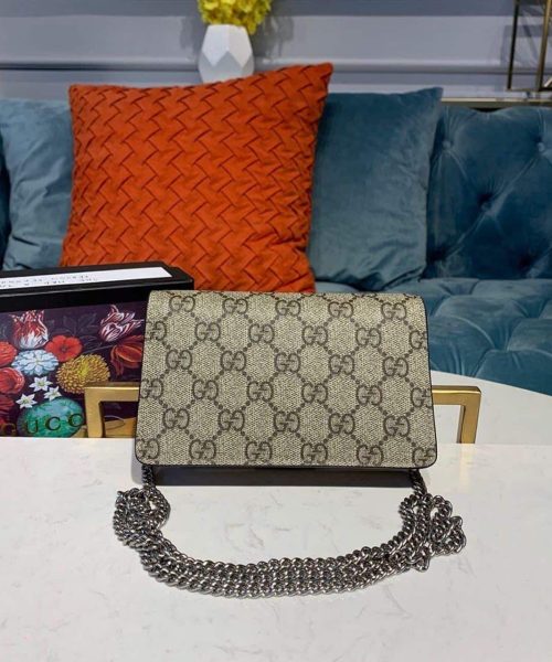1:1 Replica Gucci Dionysus Super Mini Bag Emerald GG Supreme Canvas Made Using An Earth-Conscious Process With Taupe Detail For Women 6.5in/16.5cm GG ‎476432 KHNRN 8642