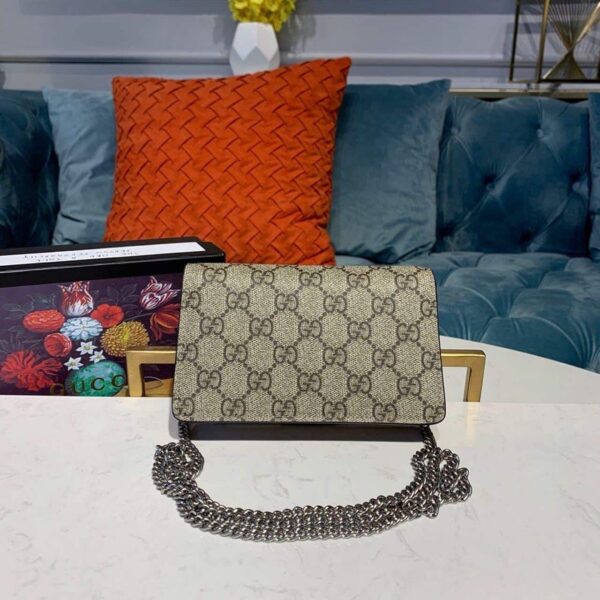 1:1 Replica Gucci Dionysus Super Mini Bag Emerald GG Supreme Canvas Made Using An Earth-Conscious Process With Taupe Detail For Women 6.5in/16.5cm GG ‎476432 KHNRN 8642
