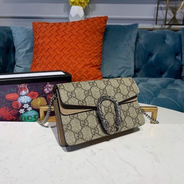 1:1 Replica Gucci Dionysus Super Mini Bag Emerald GG Supreme Canvas Made Using An Earth-Conscious Process With Taupe Detail For Women 6.5in/16.5cm GG ‎476432 KHNRN 8642