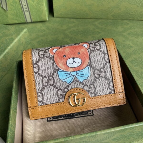 Gucci Disney KAI Brown Card Case Wallet For Men, Men's Wallet 11cm/4.3in GG