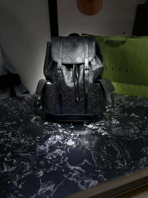 1:1 Replica Gucci Embossed Backpack GG Black For Men 41cm / 16.1in 625770 1W3BN 1000