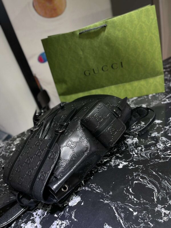 1:1 Replica Gucci Embossed Backpack GG Black For Men 41cm / 16.1in 625770 1W3BN 1000