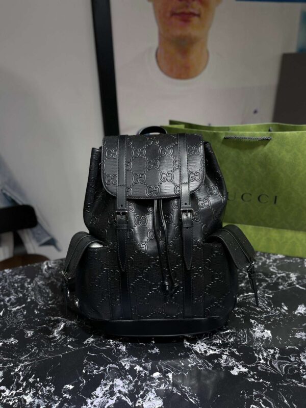 1:1 Replica Gucci Embossed Backpack GG Black For Men 41cm / 16.1in 625770 1W3BN 1000