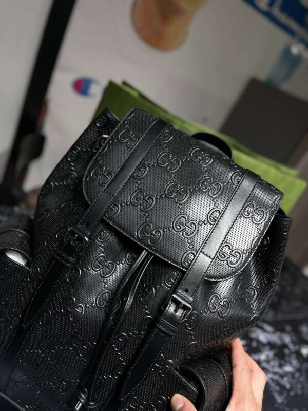 1:1 Replica Gucci Embossed Backpack GG Black For Men 41cm / 16.1in 625770 1W3BN 1000