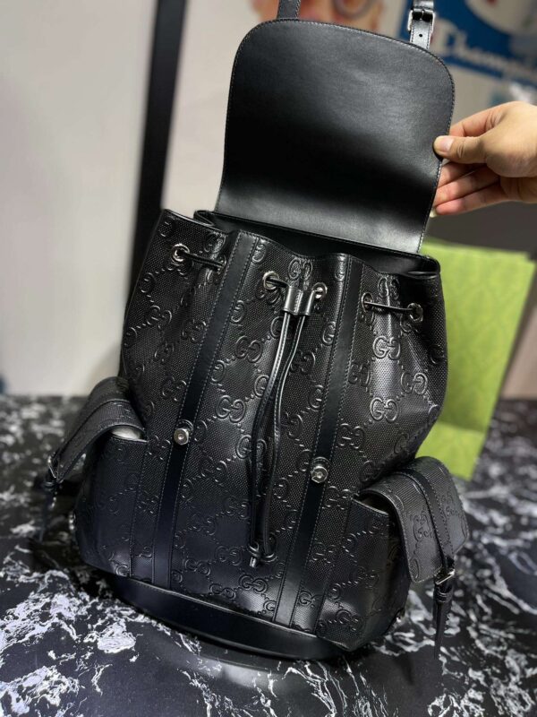 1:1 Replica Gucci Embossed Backpack GG Black For Men 41cm / 16.1in 625770 1W3BN 1000