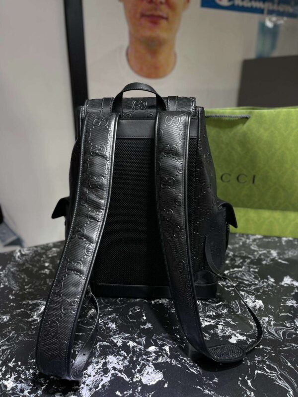 1:1 Replica Gucci Embossed Backpack GG Black For Men 41cm / 16.1in 625770 1W3BN 1000