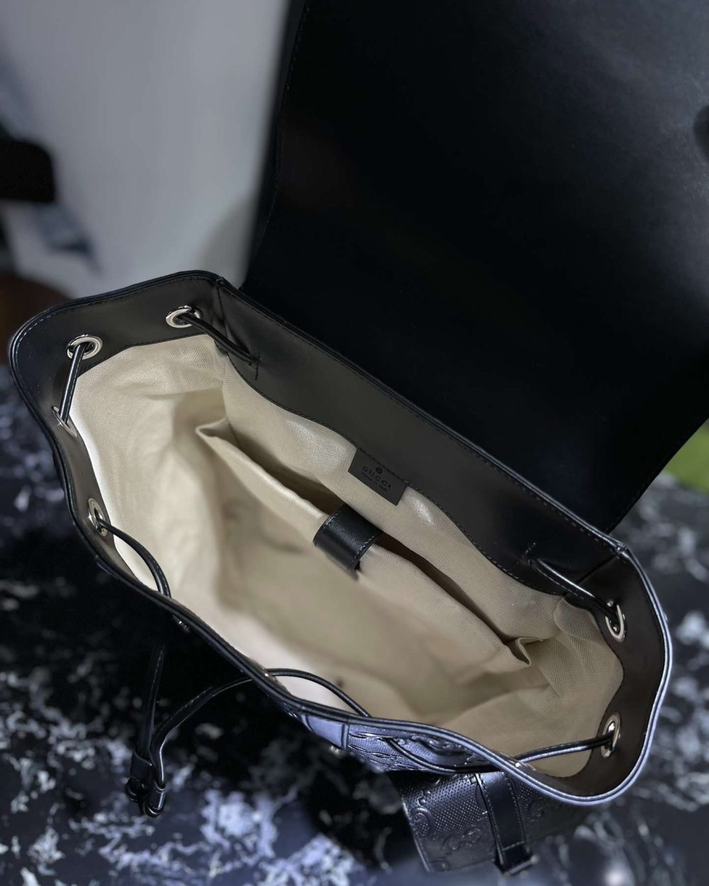 1:1 Replica Gucci Embossed Backpack GG Black For Men 41cm / 16.1in 625770 1W3BN 1000