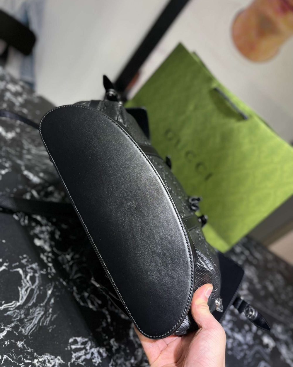 1:1 Replica Gucci Embossed Backpack GG Black For Men 41cm / 16.1in 625770 1W3BN 1000