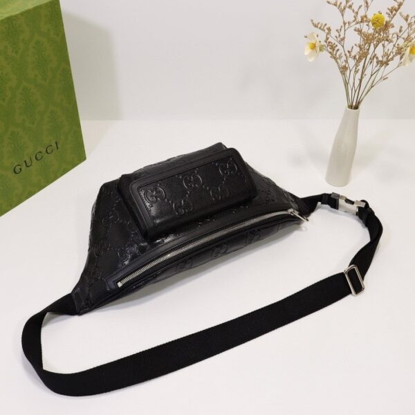 1:1 Replica Gucci Embossed Belt Bag Black For Men 11in/28cm 645093 1W3CN 1000