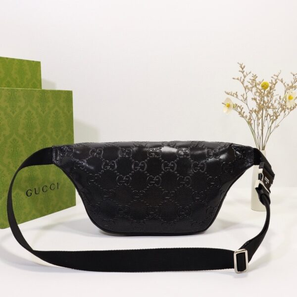 1:1 Replica Gucci Embossed Belt Bag Black For Men 11in/28cm 645093 1W3CN 1000