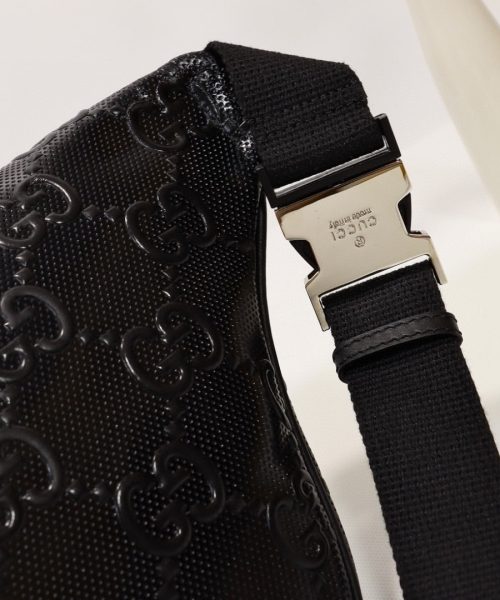 1:1 Replica Gucci Embossed Belt Bag Black For Men 11in/28cm 645093 1W3CN 1000