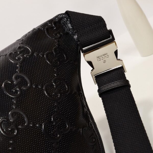 1:1 Replica Gucci Embossed Belt Bag Black For Men 11in/28cm 645093 1W3CN 1000