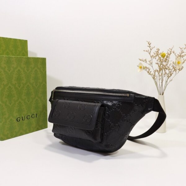 1:1 Replica Gucci Embossed Belt Bag Black For Men 11in/28cm 645093 1W3CN 1000