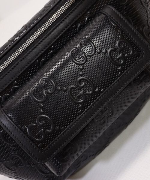 1:1 Replica Gucci Embossed Belt Bag Black For Men 11in/28cm 645093 1W3CN 1000