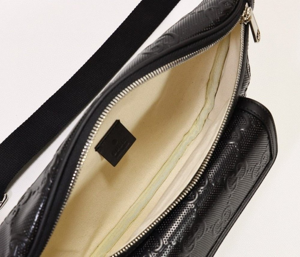 1:1 Replica Gucci Embossed Belt Bag Black For Men 11in/28cm 645093 1W3CN 1000
