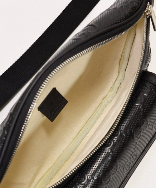 1:1 Replica Gucci Embossed Belt Bag Black For Men 11in/28cm 645093 1W3CN 1000
