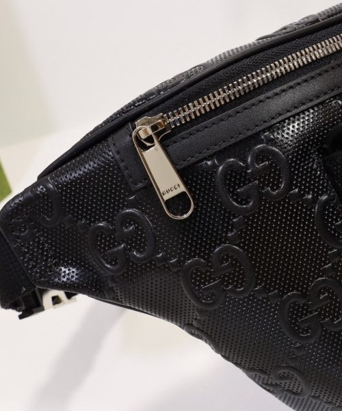 1:1 Replica Gucci Embossed Belt Bag Black For Men 11in/28cm 645093 1W3CN 1000