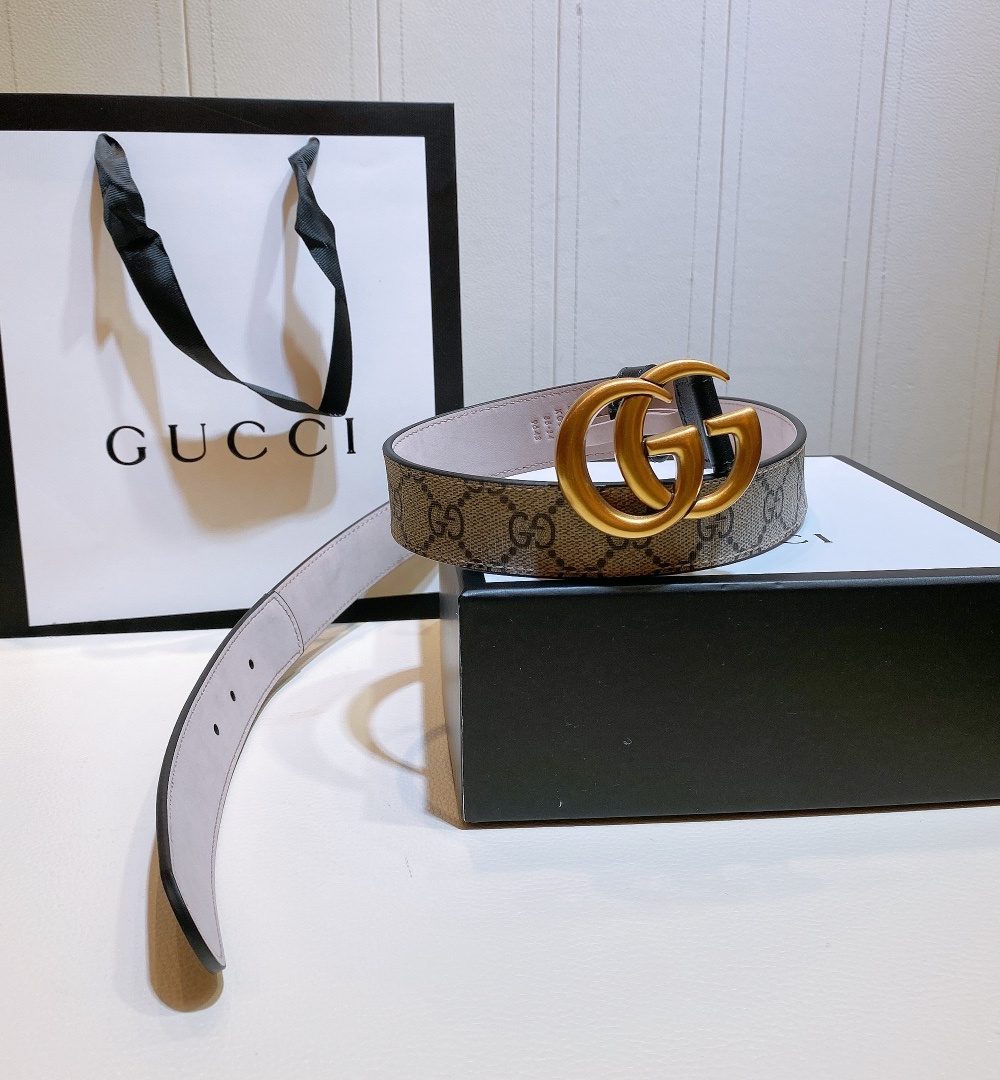 1:1 Replica Gucci GG Belt With Double G Buckle Beige/Black, Women Belt 625839 92TLT 9769