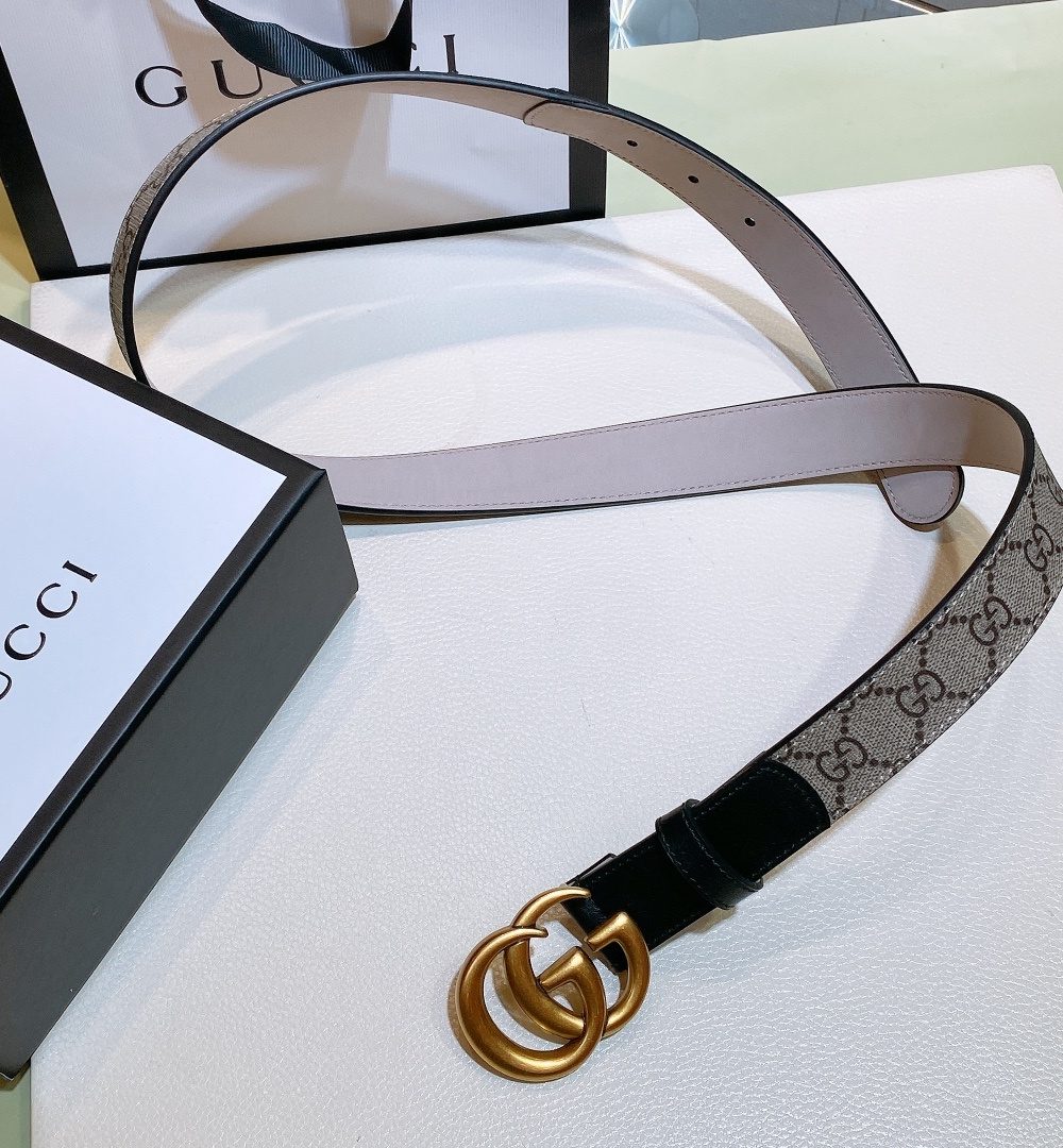 1:1 Replica Gucci GG Belt With Double G Buckle Beige/Black, Women Belt 625839 92TLT 9769