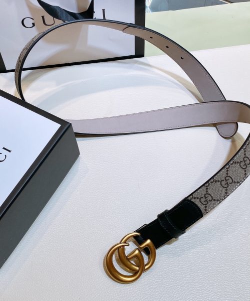 1:1 Replica Gucci GG Belt With Double G Buckle Beige/Black, Women Belt ‎‎625839 92TLT 9769