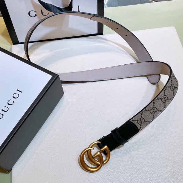 1:1 Replica Gucci GG Belt With Double G Buckle Beige/Black, Women Belt ‎‎625839 92TLT 9769
