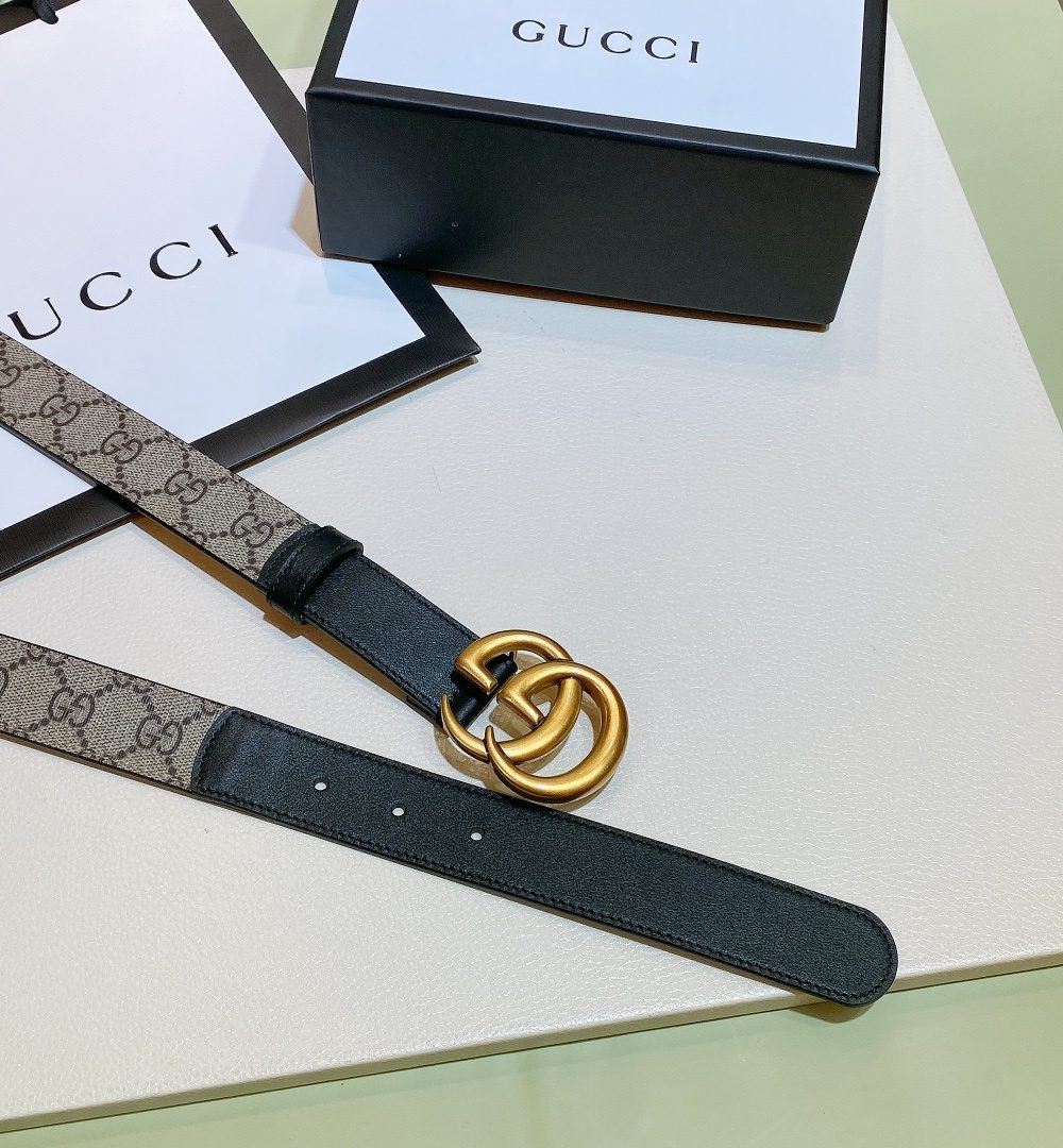 1:1 Replica Gucci GG Belt With Double G Buckle Beige/Black, Women Belt 625839 92TLT 9769